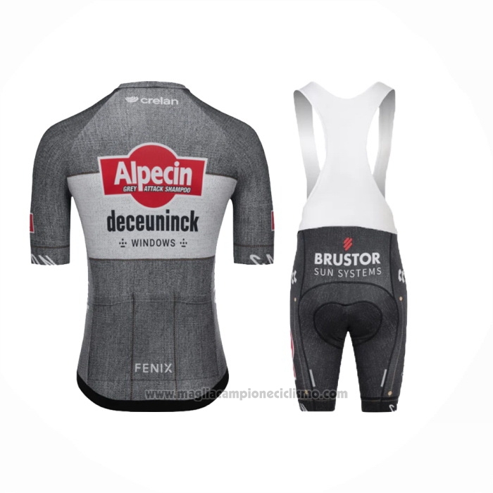 2024 Abbigliamento Ciclismo Alpecin Deceuninck Grigio Manica Corta e Salopette